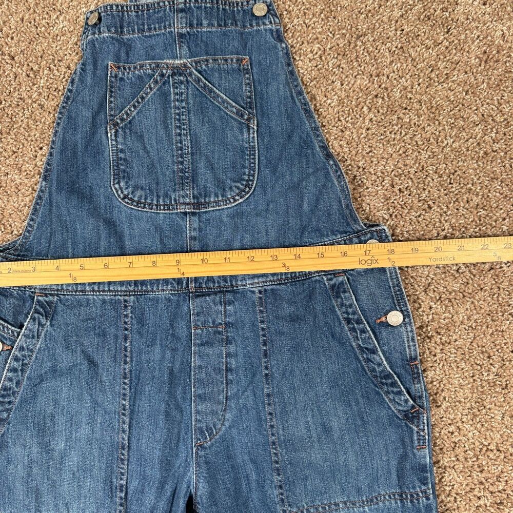 Gap Denim Overalls Womens M Crop Slouch Blue Denim Relaxed Bib Pocket Casual - Picture 3 of 8